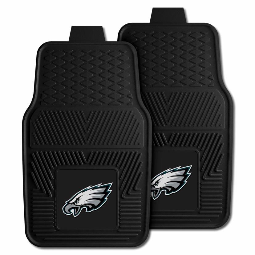 FANMATS 8771 Philadelphia Eagles 2-Piece Heavy Duty Vinyl Car Mat Set, Front Row Floor Mats, All Weather Protection, Universal Fit, Deep Resevoir Design