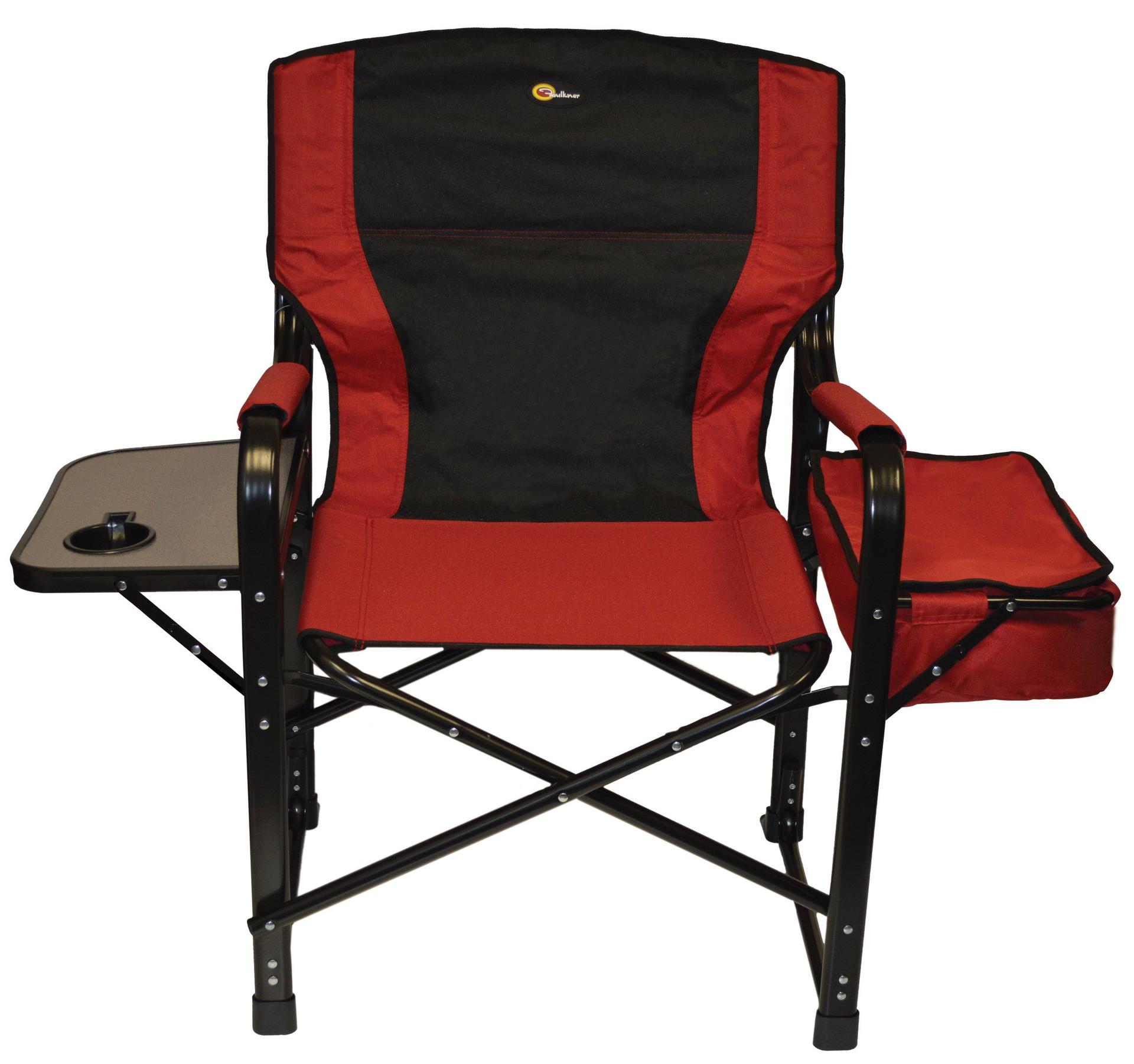 FAULKNER 49582 El Capitan Folding Director Chair with Tray and Cooler Bag, Burgundy/Black - High quality product image showing FAULKNER 49582 El Capitan Folding Director Chair with Tray and Cooler Bag, Burgundy/Black details and features