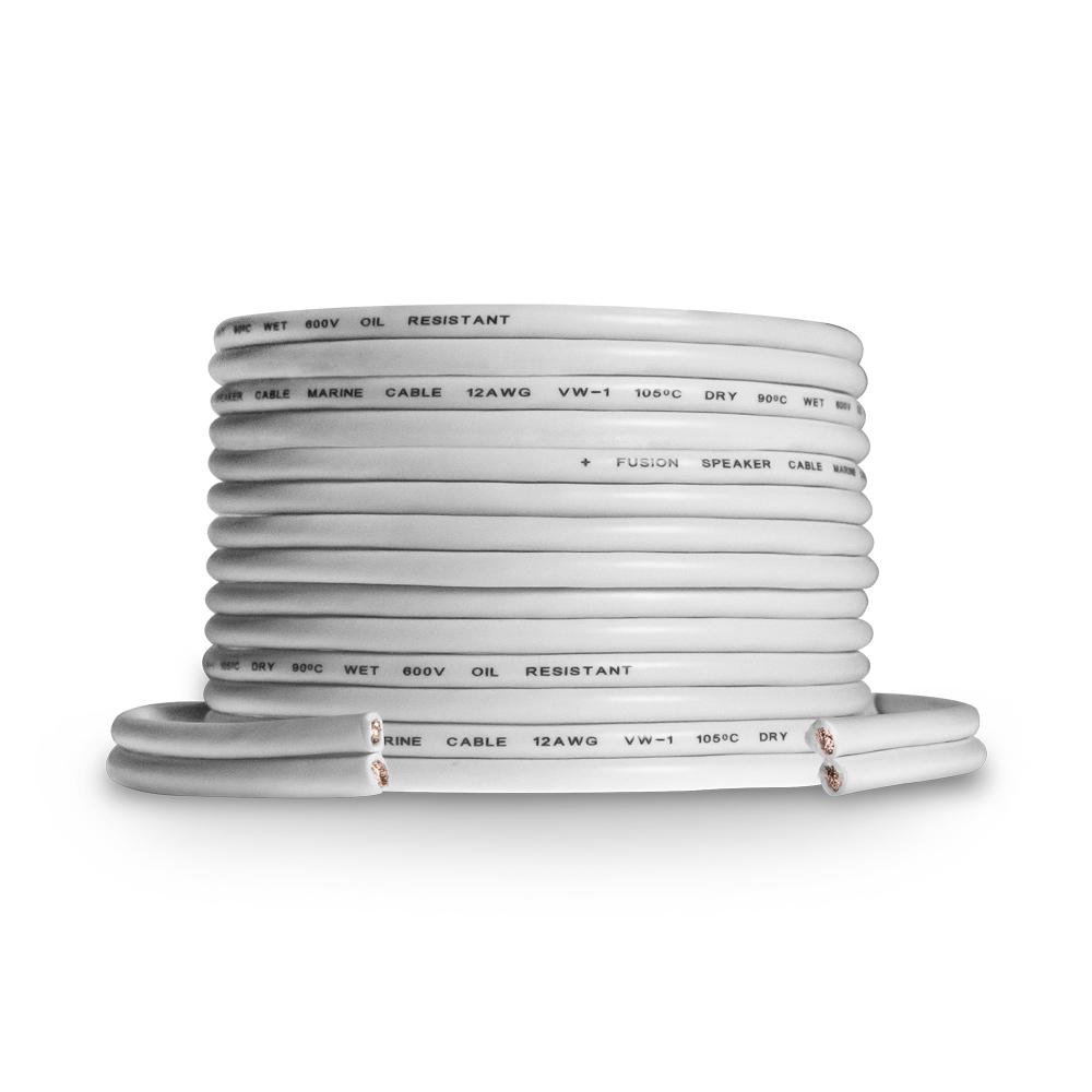 FUSION 010-12898-20 MARINE SPEAKER CABLE 12 AWG 328 FT., Round Type; VW-1 Fire retardant Rating; 328 Feet Length; 12 Gauge; White - High quality product image showing FUSION 010-12898-20 MARINE SPEAKER CABLE 12 AWG 328 FT., Round Type; VW-1 Fire retardant Rating; 328 Feet Length; 12 Gauge; White details and features