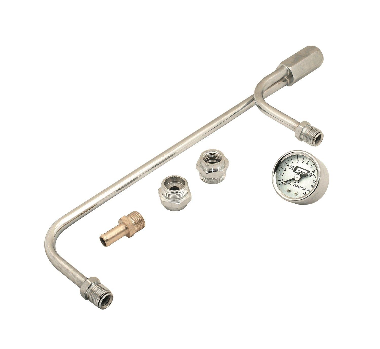 MR GASKET 1559 Chrome Plated Fuel Line with Pressure Gauge - High quality product image showing MR GASKET 1559 Chrome Plated Fuel Line with Pressure Gauge details and features