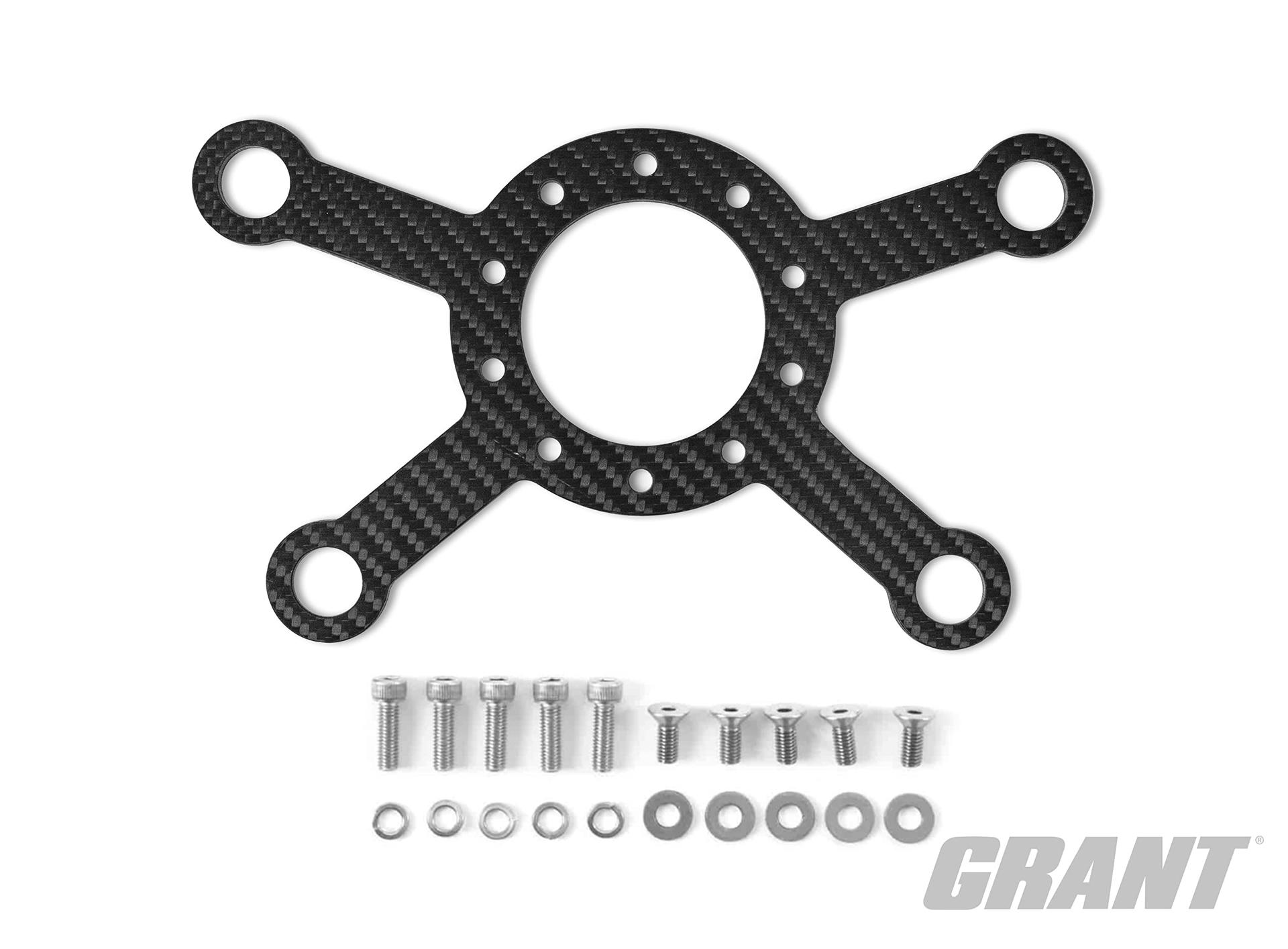 GRANT 264 Carbon Fiber 4 Hole Switch Plate for Steering Wheel 3mm Low Gloss - High quality product image showing GRANT 264 Carbon Fiber 4 Hole Switch Plate for Steering Wheel 3mm Low Gloss details and features