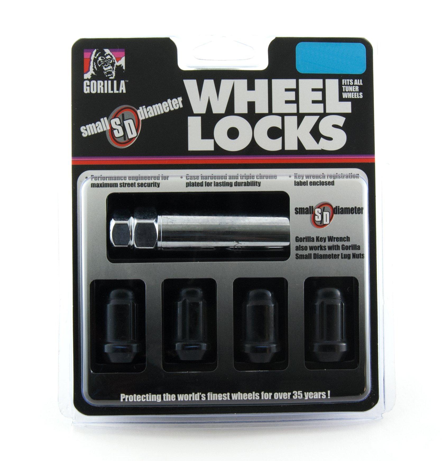 GORILLA 21631BC Black Chrome Small Diameter Wheel Locks (12mm x 1.50 Thread Size) - High quality product image showing GORILLA 21631BC Black Chrome Small Diameter Wheel Locks (12mm x 1.50 Thread Size) details and features