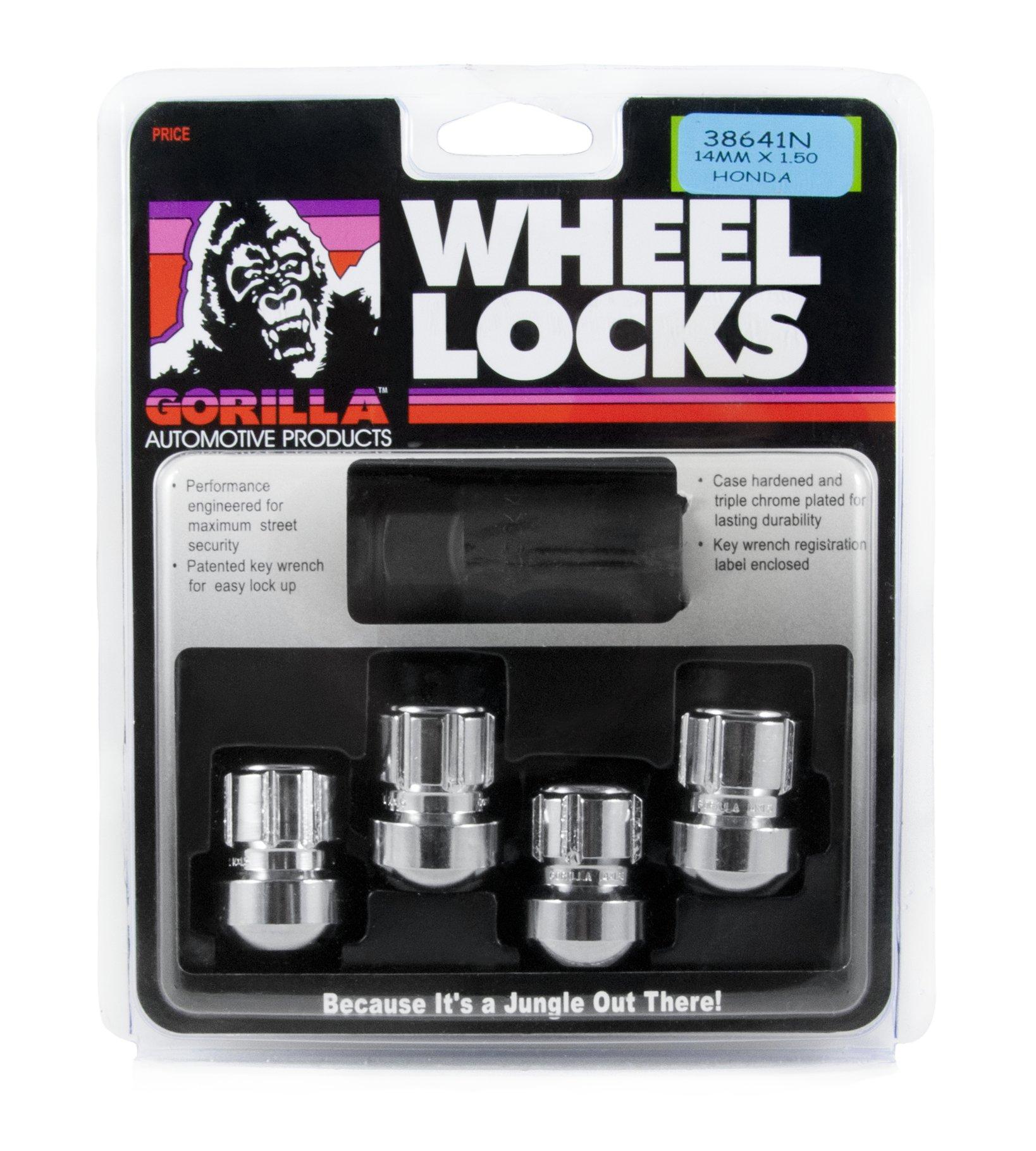 GORILLA 38641N Chrome Honda/Acura Ball Seat Wheel Locks (14mm x 1.50 Thread Size) - High quality product image showing GORILLA 38641N Chrome Honda/Acura Ball Seat Wheel Locks (14mm x 1.50 Thread Size) details and features