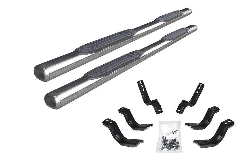 GO RHINO 104404680PS 4 INCH 1000 Series Side Steps with Mounting Bracket Kit for 14-19 GMC, Chevrolet (Extended Cab Pickup)