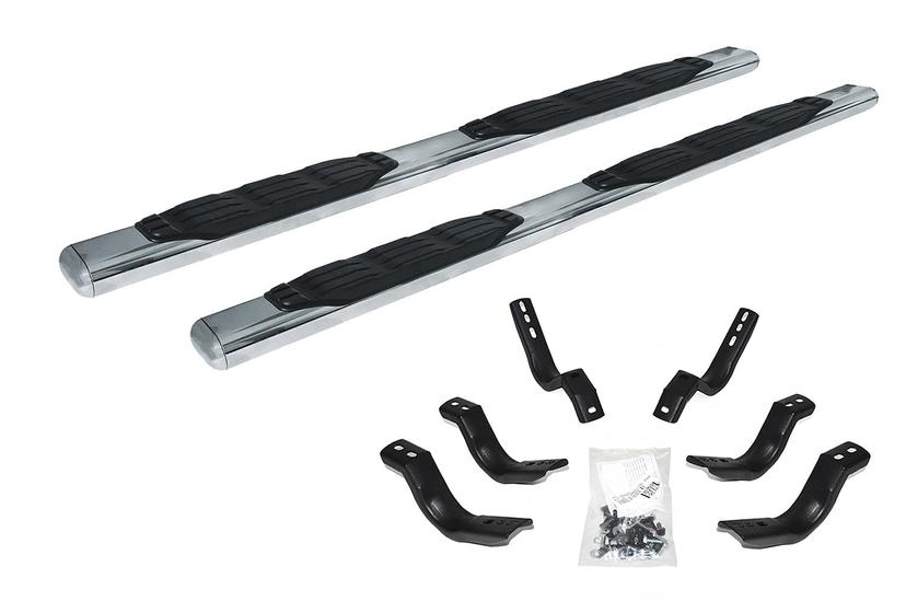 GO RHINO 104409980PS 4 INCH 1000 Series Side Steps with Mounting Bracket Kit for Ram 11-14 1500, Dodge 09-10 Ram 1500 (Extended Cab Pickup)