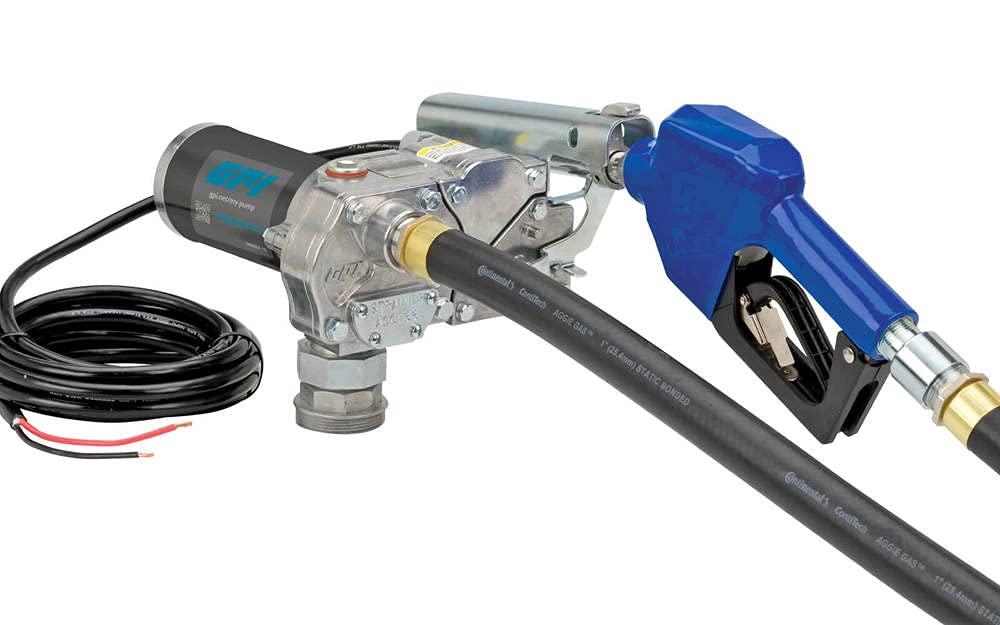 GPI 110300-2 M-180S Fuel Transfer Pump, 18 GPM, 12-VDC, Automatic Shut-Off Nozzle, 12FT Hose, 18FT Power Cord, Adjustable Suction Pipe - High quality product image showing GPI 110300-2 M-180S Fuel Transfer Pump, 18 GPM, 12-VDC, Automatic Shut-Off Nozzle, 12FT Hose, 18FT Power Cord, Adjustable Suction Pipe details and features
