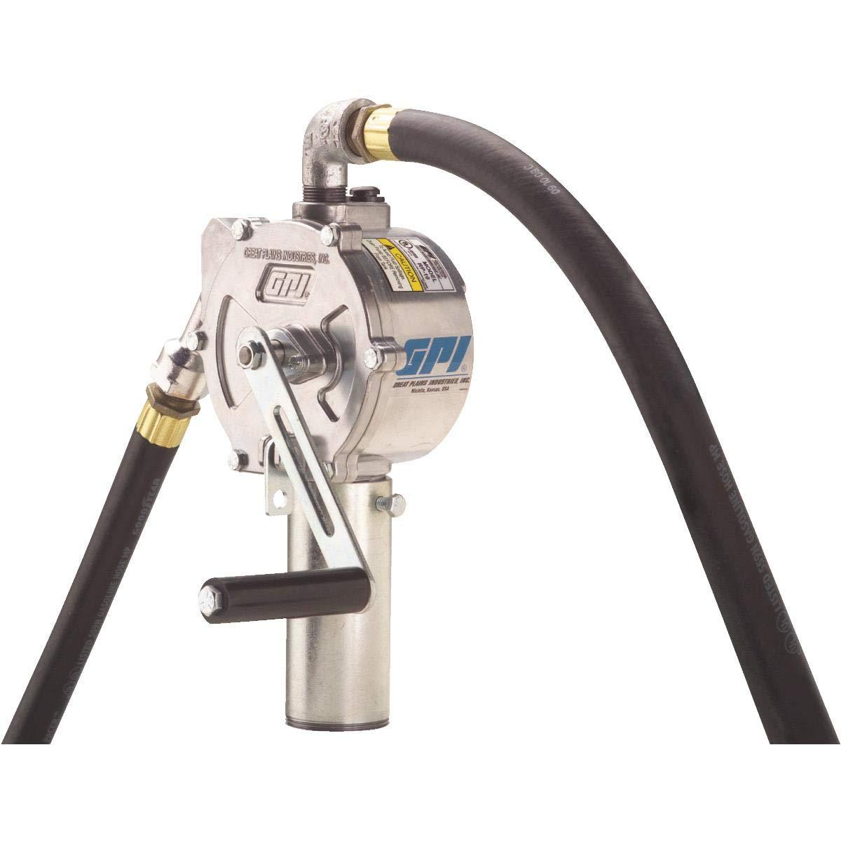 GPI 123000-06 Rotary Hand Pump, Up to 10 Gal/100 Revolutions, Metal Spout, 8 INCHHose, Suction Pipe - High quality product image showing GPI 123000-06 Rotary Hand Pump, Up to 10 Gal/100 Revolutions, Metal Spout, 8 INCHHose, Suction Pipe details and features