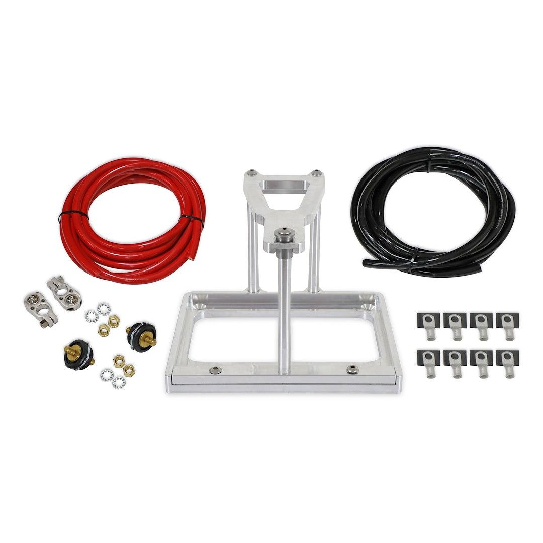 HOLLEY 120107DS BATTERY RELOCATION KIT W/ HARDWARE, Fits Optima/ Odyssey/ Group 34/78 Series Batteries; Includes Stainless Steel Fasteners/ Hardware; 18 Foot Of 2 GA Red Cable/ 18 Foot Of 2 GA Black Cable; Natural; Stainless Steel Hardware - The Twister Group Tools product