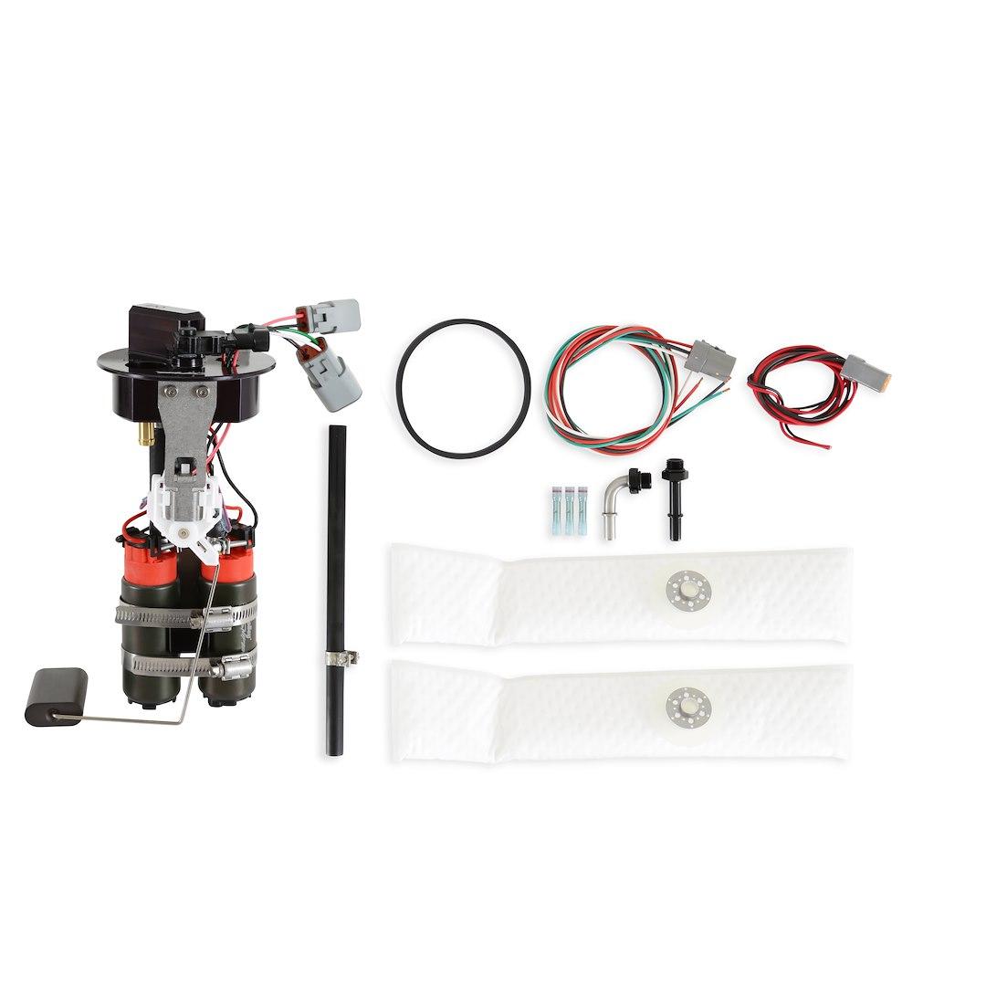 HOLLEY 12-364 98-02 GM F BODY TWIN 340LPH PUMP MO, In-Tank; Gasoline; Dual 340 LPH Free Flow; Anodized Black; Billet Alluminum 6061-T6; With Gasket And Vehicle Pigtail Harness - The Twister Group Tools product