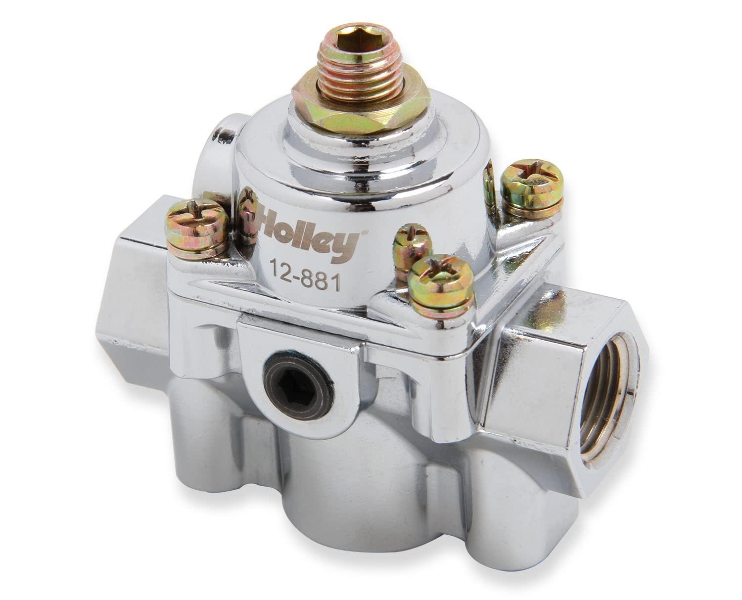 HOLLEY 12-881 Bypass Regulator, Fuel Pressure 6.0 Psi, Chrome - High quality product image showing HOLLEY 12-881 Bypass Regulator, Fuel Pressure 6.0 Psi, Chrome details and features