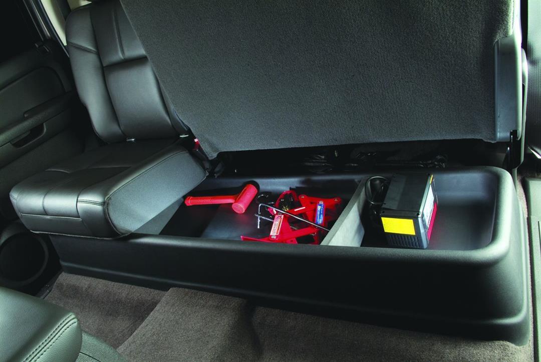 HUSKY LINERS 09001 Gearbox - Under Seat Storage Box | 2007 - 2013 Chevrolet Silverado/GMC Sierra 1500, 2007 - 2014 Chevrolet Silverado/GMC Sierra 2500/3500 Crew Cab - Black, 1 Pc. - The Twister Group Tools product