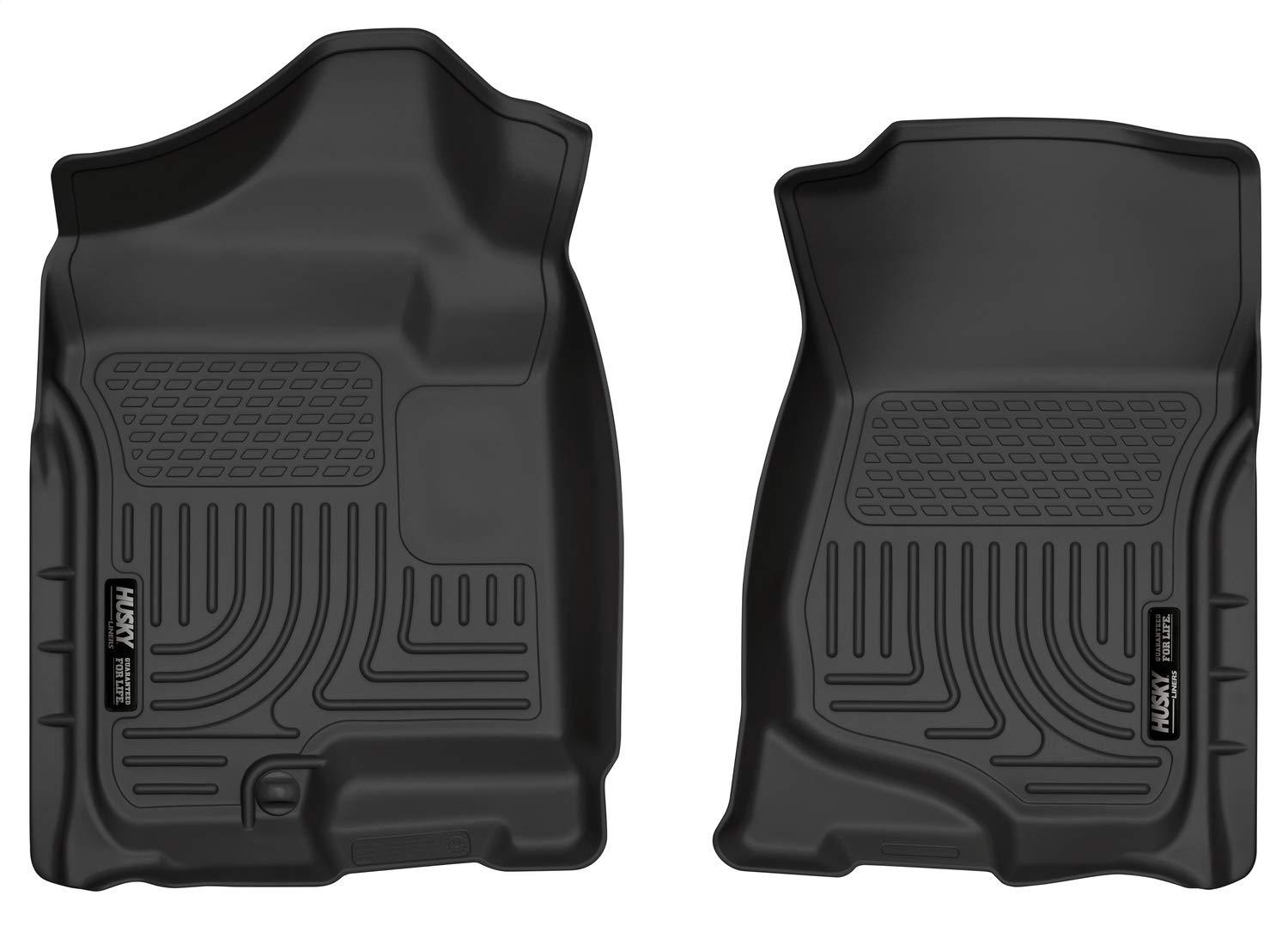 HUSKY LINERS 18201 Weatherbeater Floor Mats | Fits 2007 - 14 Escalade, ESV, Yukon, Suburban 1500, Tahoe, Silverado 2500,3500 CC, 07-13 Silver 1500 Ext Cab | Front Row, 2-pc Black - High quality product image showing HUSKY LINERS 18201 Weatherbeater Floor Mats | Fits 2007 - 14 Escalade, ESV, Yukon, Suburban 1500, Tahoe, Silverado 2500,3500 CC, 07-13 Silver 1500 Ext Cab | Front Row, 2-pc Black details and features