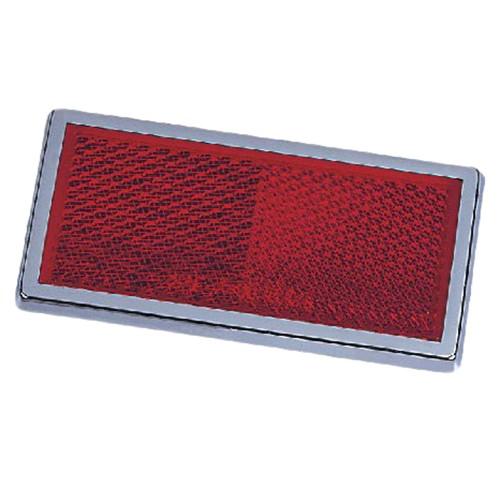 HOPKINS 168SR 4-3/8X1-1/8STICKON REFLEC-RD 50PK, 3-1/2 Inch Width x 1-3/4 Inch Height; Peel and Stick; Red; Chrome Bezel; Single - The Twister Group Tools product