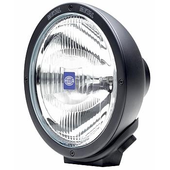 HELLA 007560931 LAMP RE 4000 FLOOD BEAM BLK H1 12V, Halogen Bulb; H1 Bulb; 8.81 Inch Round; 100 Watt; Driving Beam; Glass Lens; Matte Black Cast Zinc Housing