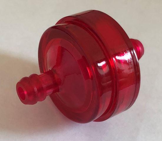 HELIX RACING 118-9017 FUEL FILTER 1/4FT (6MM) LARGE DISK, Complete Assembly; In-Line; 1/4 Inch Inlet/Outlet; Large Disk Shape; 150 Micron Stainless Steel Screen Element; Red Housing; 700 To 720 Milliliter Per Minute Flow Rate; Single - High quality product image showing HELIX RACING 118-9017 FUEL FILTER 1/4FT (6MM) LARGE DISK, Complete Assembly; In-Line; 1/4 Inch Inlet/Outlet; Large Disk Shape; 150 Micron Stainless Steel Screen Element; Red Housing; 700 To 720 Milliliter Per Minute Flow Rate; Single details and features