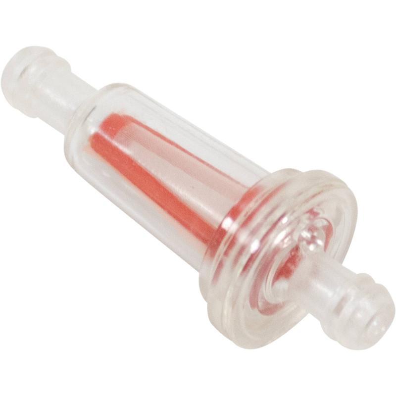 HELIX RACING 118-9021 1/4FT (6MM) FUEL FILTER CLEAR NYLON, Complete Assembly; In-Line; 1/4 Inch Inlet/Outlet; Red Nylon Mesh Screen Element; Clear Housing; Single - High quality product image showing HELIX RACING 118-9021 1/4FT (6MM) FUEL FILTER CLEAR NYLON, Complete Assembly; In-Line; 1/4 Inch Inlet/Outlet; Red Nylon Mesh Screen Element; Clear Housing; Single details and features