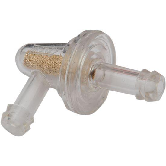 HELIX RACING 118-9044 FUEL FILTER 1/4(6MM) 90 DEG. LG D, Complete Assembly; In-Line; 1/4 Inch Inlet/Outlet; 90 Degree Large Diameter Conical Shape; 100 Micron Bronze Pallet Element; Clear Housing; 590 To 600 Milliliter Per Minute Flow Rate; Single - High quality product image showing HELIX RACING 118-9044 FUEL FILTER 1/4(6MM) 90 DEG. LG D, Complete Assembly; In-Line; 1/4 Inch Inlet/Outlet; 90 Degree Large Diameter Conical Shape; 100 Micron Bronze Pallet Element; Clear Housing; 590 To 600 Milliliter Per Minute Flow Rate; Single details and features