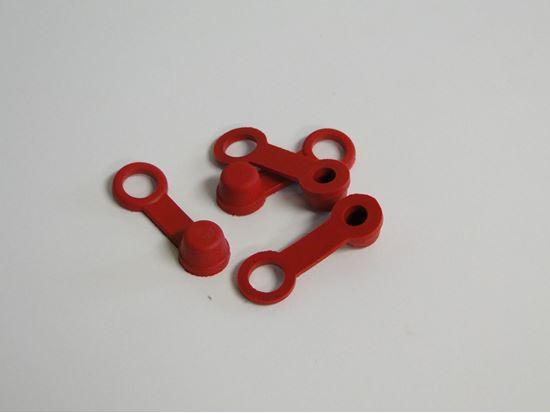 HELIX RACING 202-2001 BRAKE BLEEDER CAP RED W/ TETHER, Red; With Tether; Set Of 4 - High quality product image showing HELIX RACING 202-2001 BRAKE BLEEDER CAP RED W/ TETHER, Red; With Tether; Set Of 4 details and features