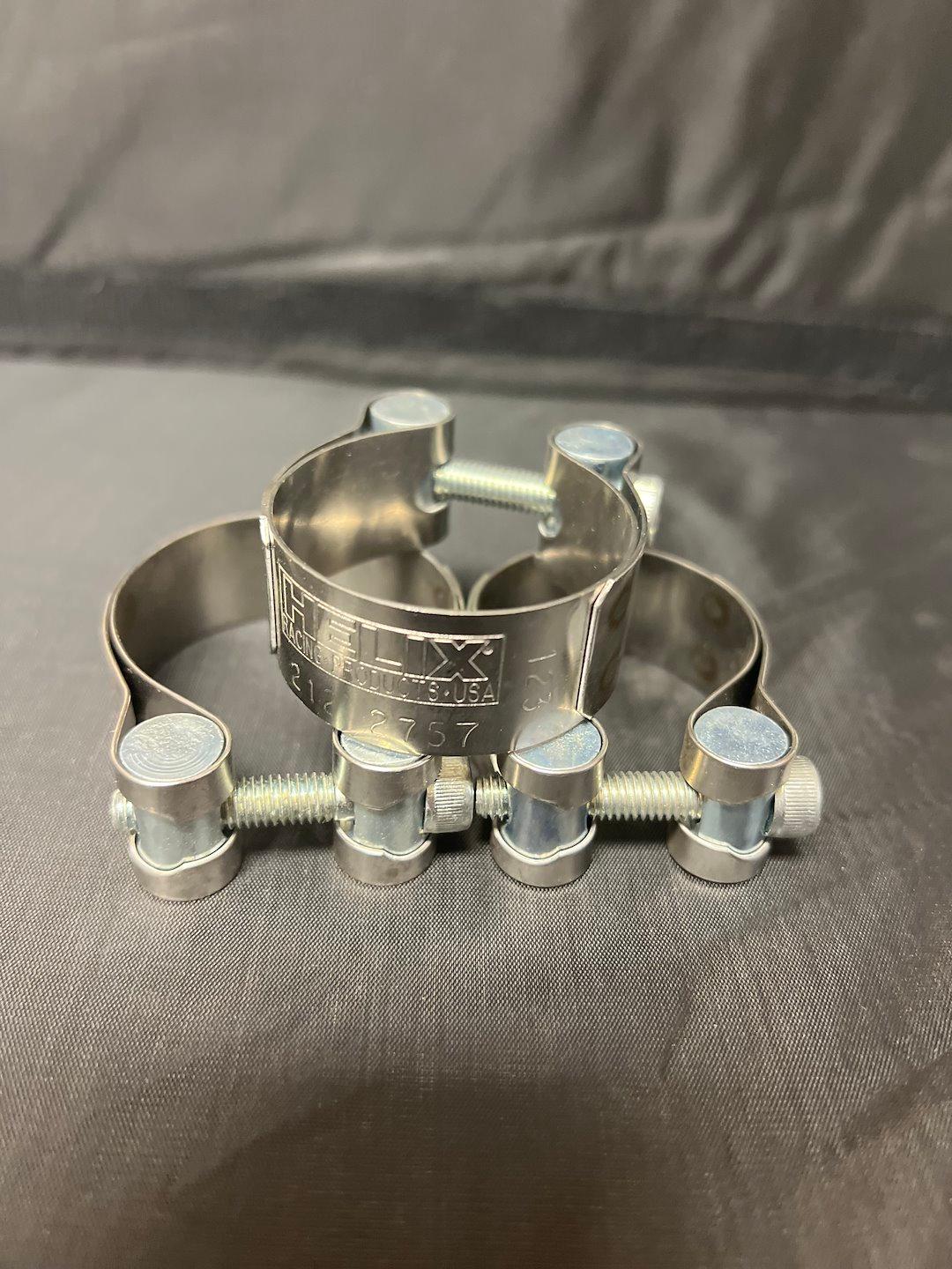 HELIX RACING 212-2757 STAINLESS STEEL MUFFLER CLAMP 1.56, 1.56 To 1.70 Inch Diameter; Band Clamp; Stainless Steel; Single; With Hex Key Socket Bolt - The Twister Group Tools product