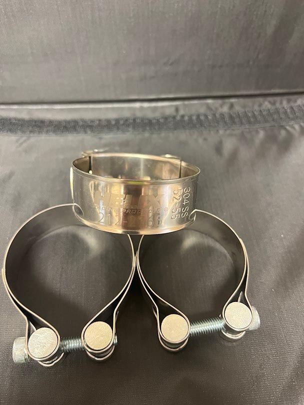 HELIX RACING 212-2765 STAINLESS STEEL MUFFLER CLAMP 2.06, 2.06 To 2.24 Inch Diameter; Band Clamp; Stainless Steel; Single; With Hex Key Socket Bolt - High quality product image showing HELIX RACING 212-2765 STAINLESS STEEL MUFFLER CLAMP 2.06, 2.06 To 2.24 Inch Diameter; Band Clamp; Stainless Steel; Single; With Hex Key Socket Bolt details and features