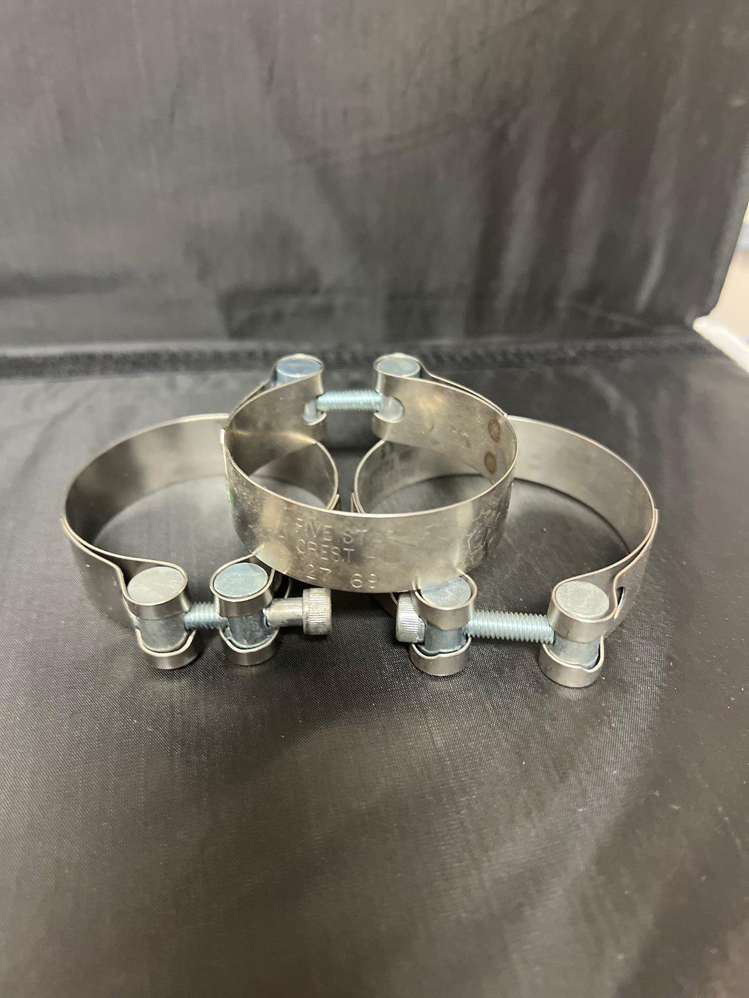 HELIX RACING 212-2769 S.S. EXHAUST CLAMP 2.31FT - 2.49FT D, 2.31 To 2.49 Inch Diameter; Band Clamp; Stainless Steel; Single; With Hex Key Socket Bolt - The Twister Group Tools product