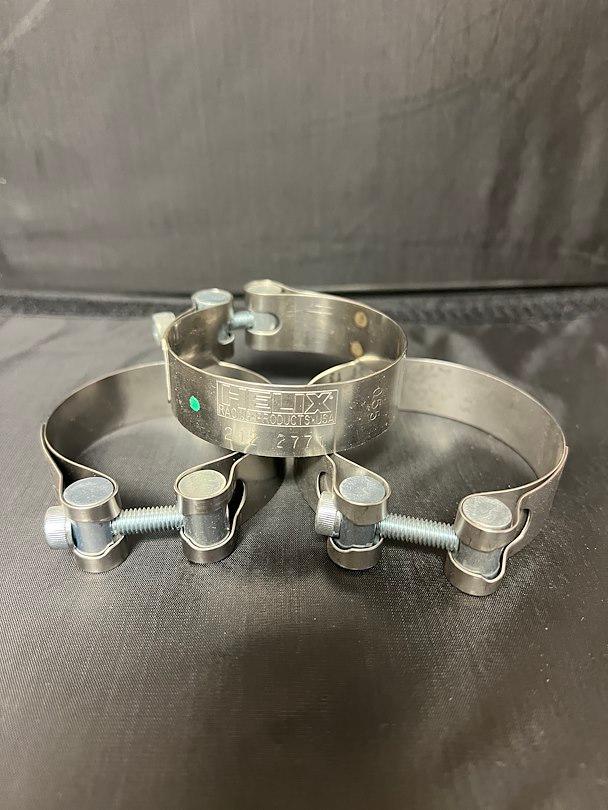 HELIX RACING 212-2771 STAINLESS STEEL MUFFLER CLAMPS 2.4, 2.44 To 2.62 Inch Diameter; Band Clamp; Stainless Steel; Single; With Hex Key Socket Bolt - High quality product image showing HELIX RACING 212-2771 STAINLESS STEEL MUFFLER CLAMPS 2.4, 2.44 To 2.62 Inch Diameter; Band Clamp; Stainless Steel; Single; With Hex Key Socket Bolt details and features