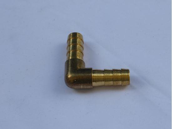 HELIX RACING 053-2440 BRASS BARB/BARB 90DEG. 3/8(9.5MM), 3/8 Inch Hose Barb; 90 Degree Elbow; Without O-Ring; Without Jam Nut; Brass; Single - The Twister Group Tools product