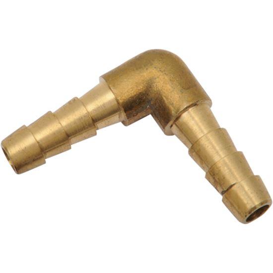 HELIX RACING 053-2460 BRASS BARB/BARB 90DEG. 1/4(6.5MM), 1/4 Inch Hose Barb; 90 Degree Elbow; Without O-Ring; Without Jam Nut; Brass; Single - The Twister Group Tools product