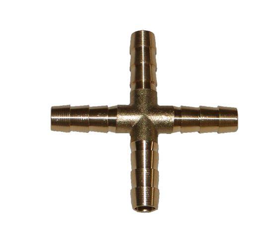 HELIX RACING 053-3460 BRASS BARB CROSS 4-WAY 1/4(6.5MM), 1/4 Inch Hose Barb; 4-Way Cross; Without O-Ring; Without Jam Nut; Brass; Single - High quality product image showing HELIX RACING 053-3460 BRASS BARB CROSS 4-WAY 1/4(6.5MM), 1/4 Inch Hose Barb; 4-Way Cross; Without O-Ring; Without Jam Nut; Brass; Single details and features