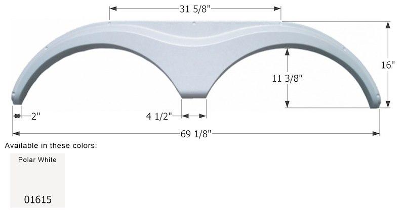 ICON 01615 Tandem Axle Fender Skirt FS763 for Heartland - Polar White - High quality product image showing ICON 01615 Tandem Axle Fender Skirt FS763 for Heartland - Polar White details and features