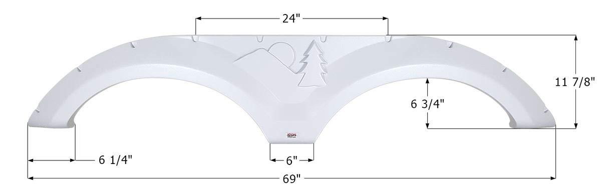 ICON 14263 Tandem Axle Fender Skirt FS4263 for Forest River - Polar White - High quality product image showing ICON 14263 Tandem Axle Fender Skirt FS4263 for Forest River - Polar White details and features