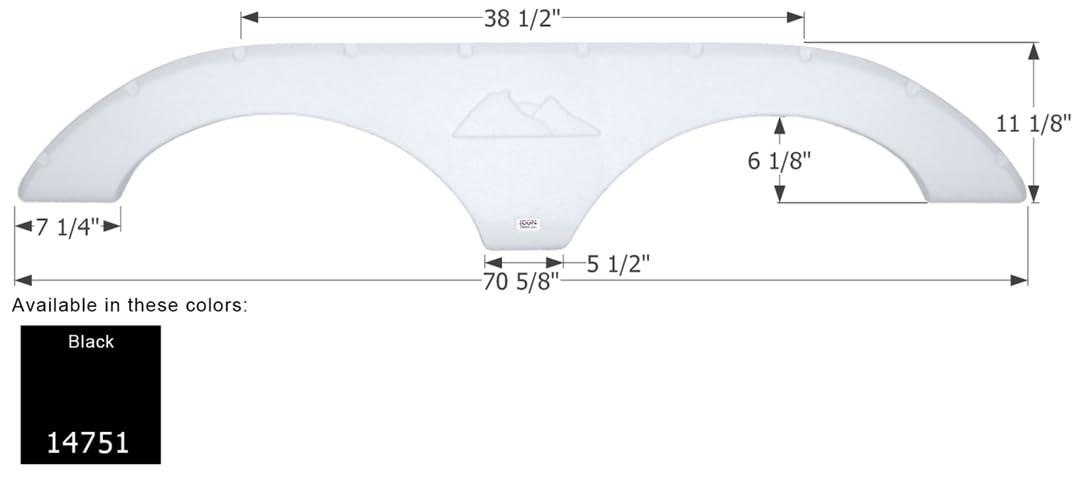 ICON 14751 Fender Skirt, Tandem, Keystone, FS2293, Black - High quality product image showing ICON 14751 Fender Skirt, Tandem, Keystone, FS2293, Black details and features