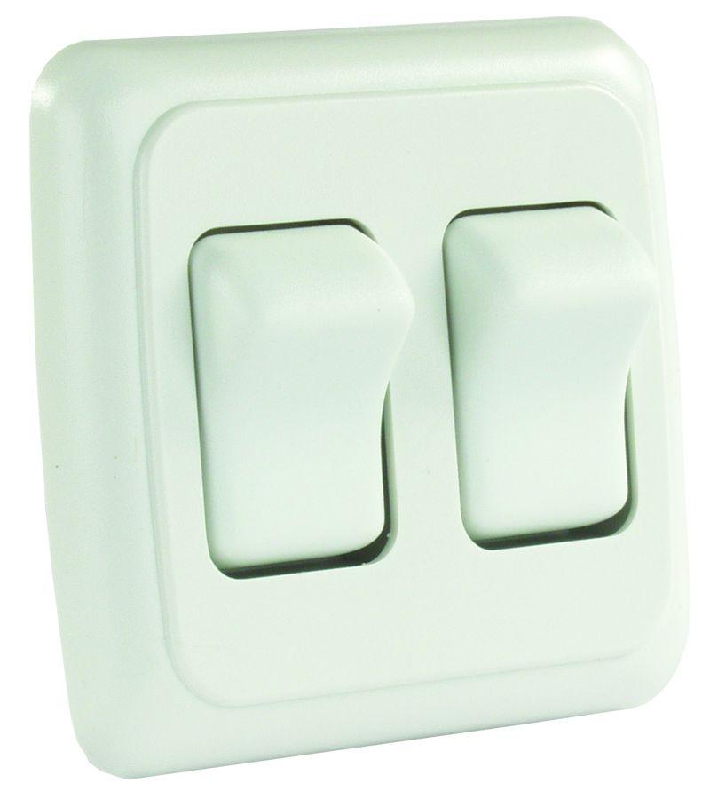 JR PRODUCTS 12015 305.1203 White Double SPST On-Off Switch with Bezel - The Twister Group Tools product