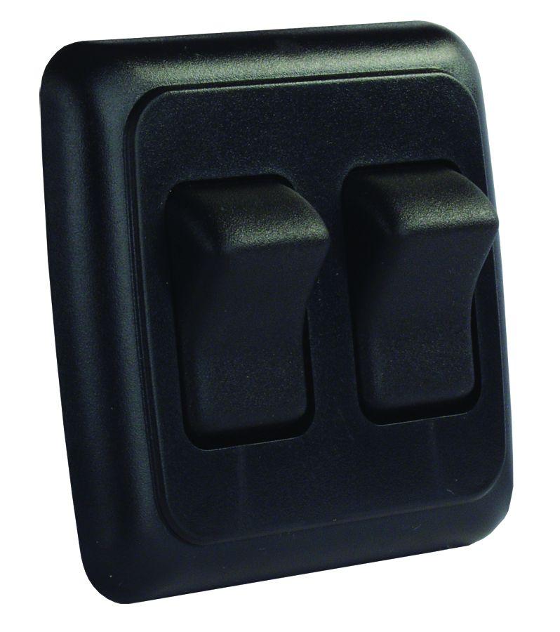 JR PRODUCTS 12235 Black Double SPST On-Off Switch with Bezel - High quality product image showing JR PRODUCTS 12235 Black Double SPST On-Off Switch with Bezel details and features