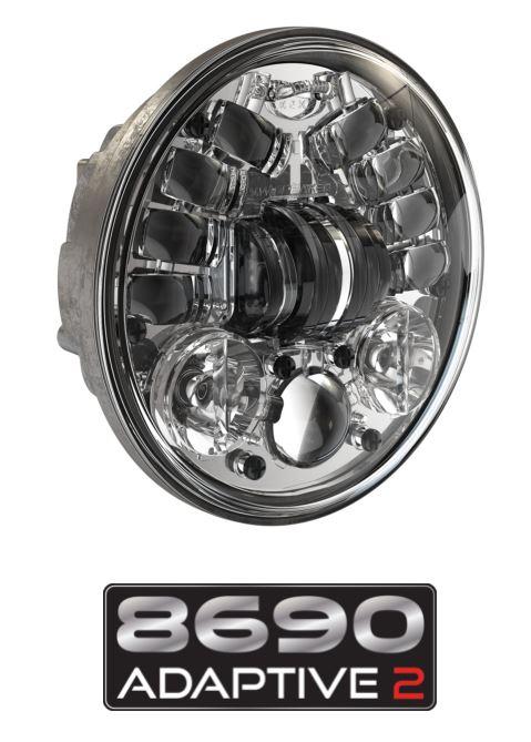JW SPEAKER 0555101 J.W. Speaker Model 8690 LED High and Low Beam Adaptive Headlight with Chrome Inner Bezel - High quality product image showing JW SPEAKER 0555101 J.W. Speaker Model 8690 LED High and Low Beam Adaptive Headlight with Chrome Inner Bezel details and features