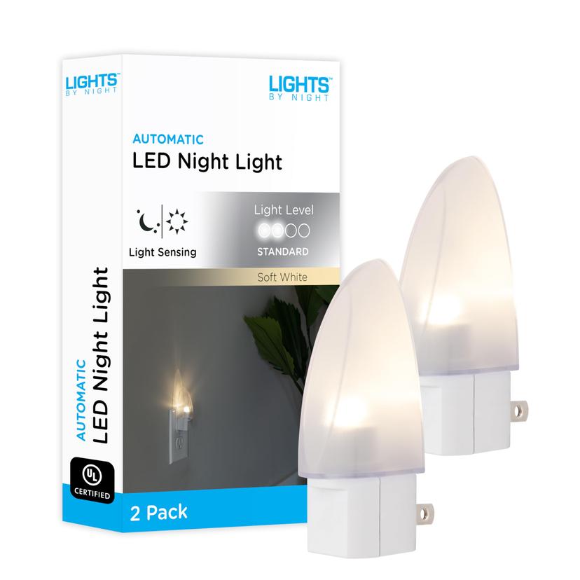 JASCO 11376 Lights by Night LED Night Light, Plug-in, Dusk to Dawn Sensor, Warm White, UL-Certified, Energy Efficient, Ideal Nightlight for Bedroom, Bathroom, Nursery, Hallway, Kitchen