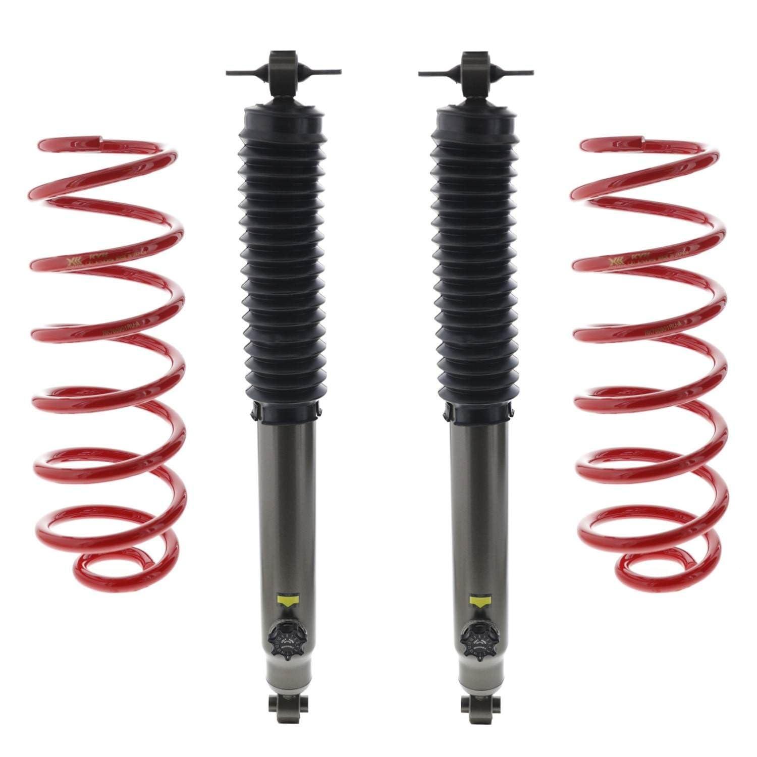 KYB SR7003 Lift Kit Suspension; 2 Inch Rear Lift; Black With Red Spring; With Two Adjustable Shocks And Two Springs - High quality product image showing KYB SR7003 Lift Kit Suspension; 2 Inch Rear Lift; Black With Red Spring; With Two Adjustable Shocks And Two Springs details and features