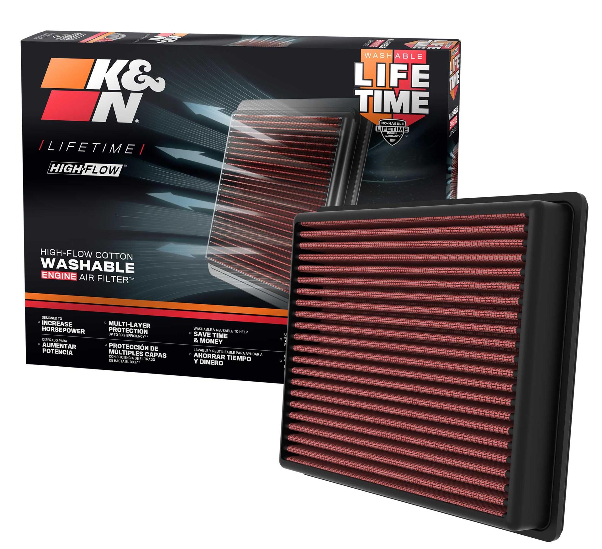 K&N FILTER 33-5129 Engine Air Filter: High Performance, Premium, Washable, Replacement Filter: Compatible with 2023 Toyota Sequoia and 2022 Tundra - High quality product image showing K&N FILTER 33-5129 Engine Air Filter: High Performance, Premium, Washable, Replacement Filter: Compatible with 2023 Toyota Sequoia and 2022 Tundra details and features