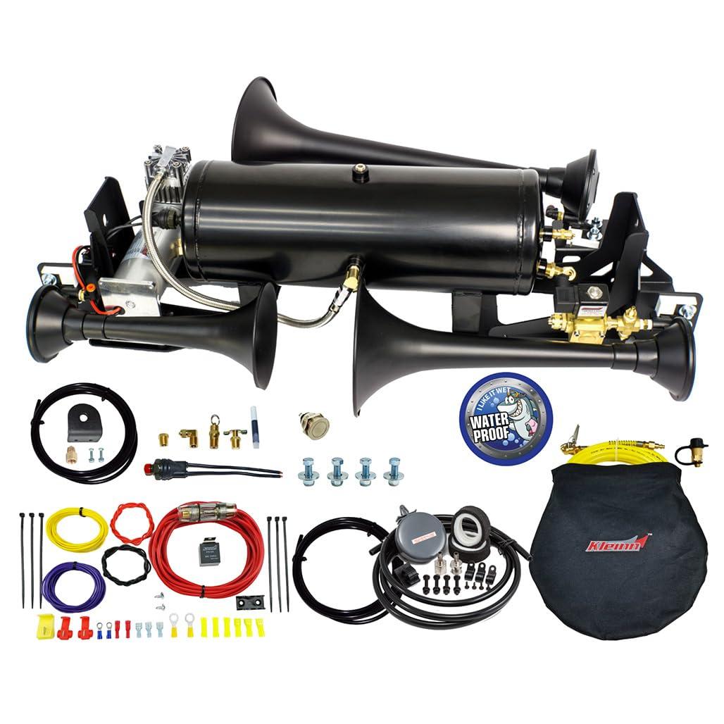 KLEINN RAM1500-734 Air Horns Onboard Air and Train Horn System, Black - High quality product image showing KLEINN RAM1500-734 Air Horns Onboard Air and Train Horn System, Black details and features