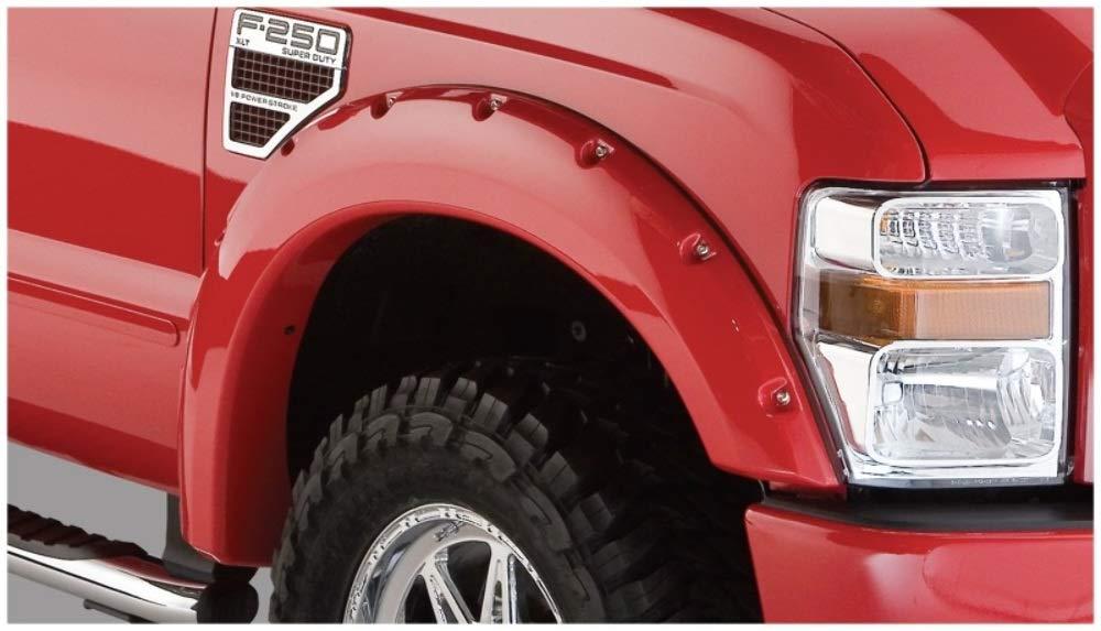 BUSHWACKER 20055-02 Pocket/Rivet Style Front Fender Flares | 2-Piece Set, Black, Smooth Finish Fits 2008-2010 Ford F-250/F-350 Styleside Super Duty - High quality product image showing BUSHWACKER 20055-02 Pocket/Rivet Style Front Fender Flares | 2-Piece Set, Black, Smooth Finish Fits 2008-2010 Ford F-250/F-350 Styleside Super Duty details and features