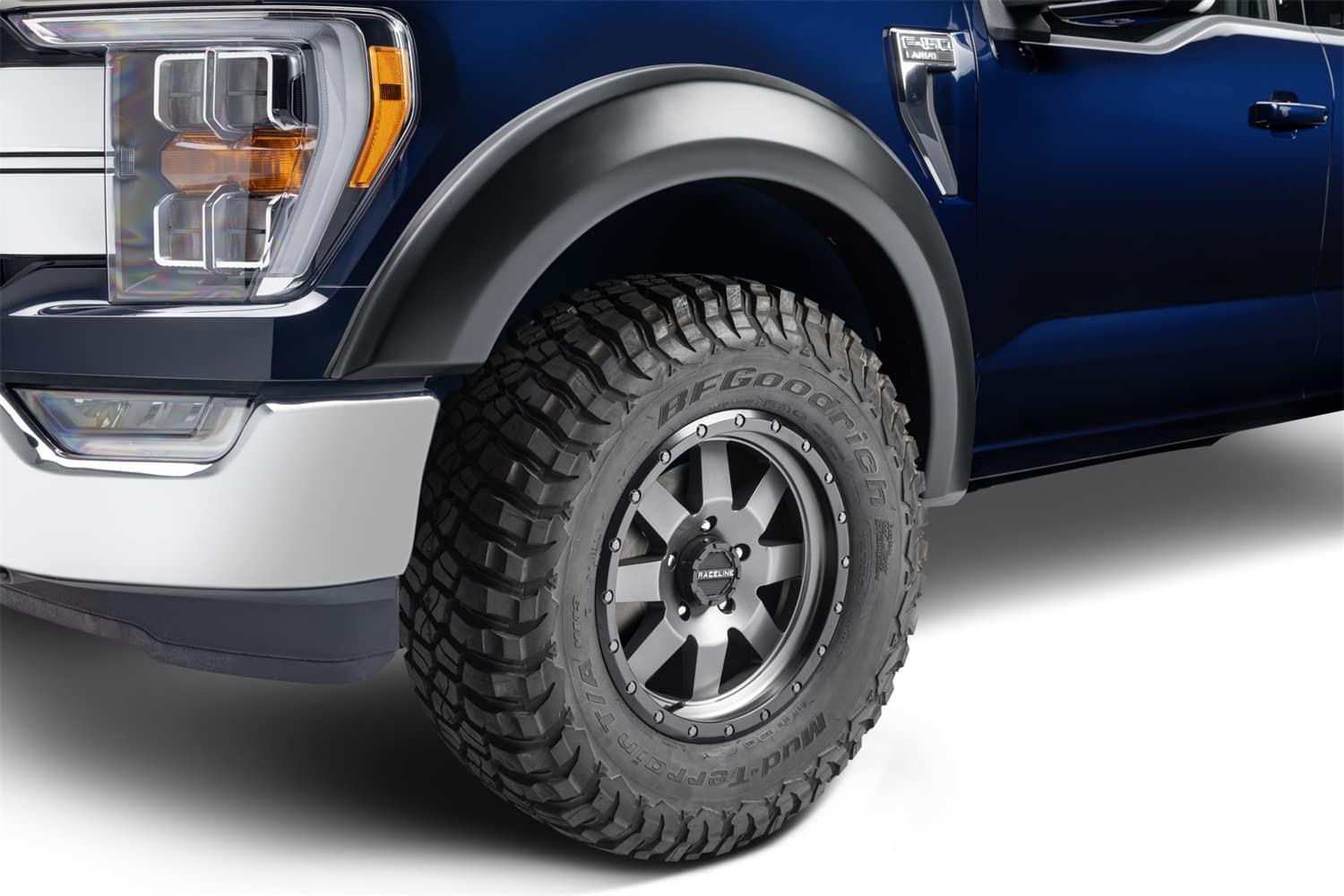 BUSHWACKER 20137-02 Extend-A-Fender Extended Front Fender Flares | 2-Piece Set, Black, Smooth Finish Fits 2021-2024 Ford F-150 - High quality product image showing BUSHWACKER 20137-02 Extend-A-Fender Extended Front Fender Flares | 2-Piece Set, Black, Smooth Finish Fits 2021-2024 Ford F-150 details and features