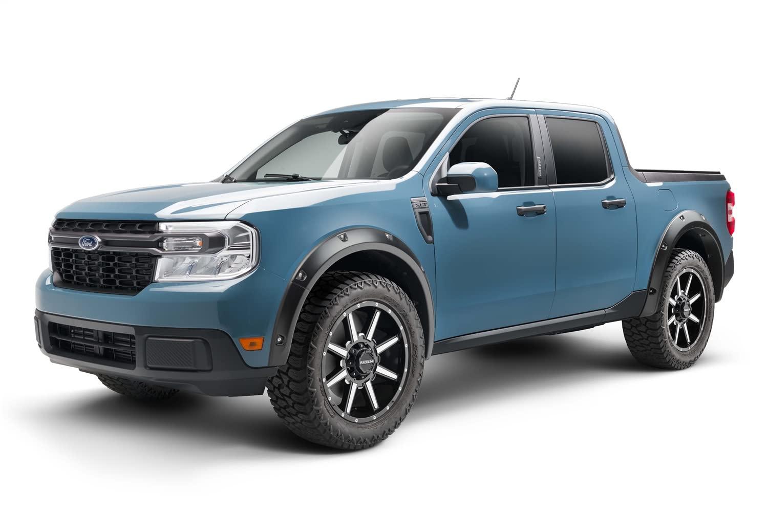 BUSHWACKER 20967-02 Pocket/Rivet Style Front & Rear Fender Flares | 4-Piece Set, Black, Smooth Finish Fits 2022 - 2024 Ford Maverick - High quality product image showing BUSHWACKER 20967-02 Pocket/Rivet Style Front & Rear Fender Flares | 4-Piece Set, Black, Smooth Finish Fits 2022 - 2024 Ford Maverick details and features