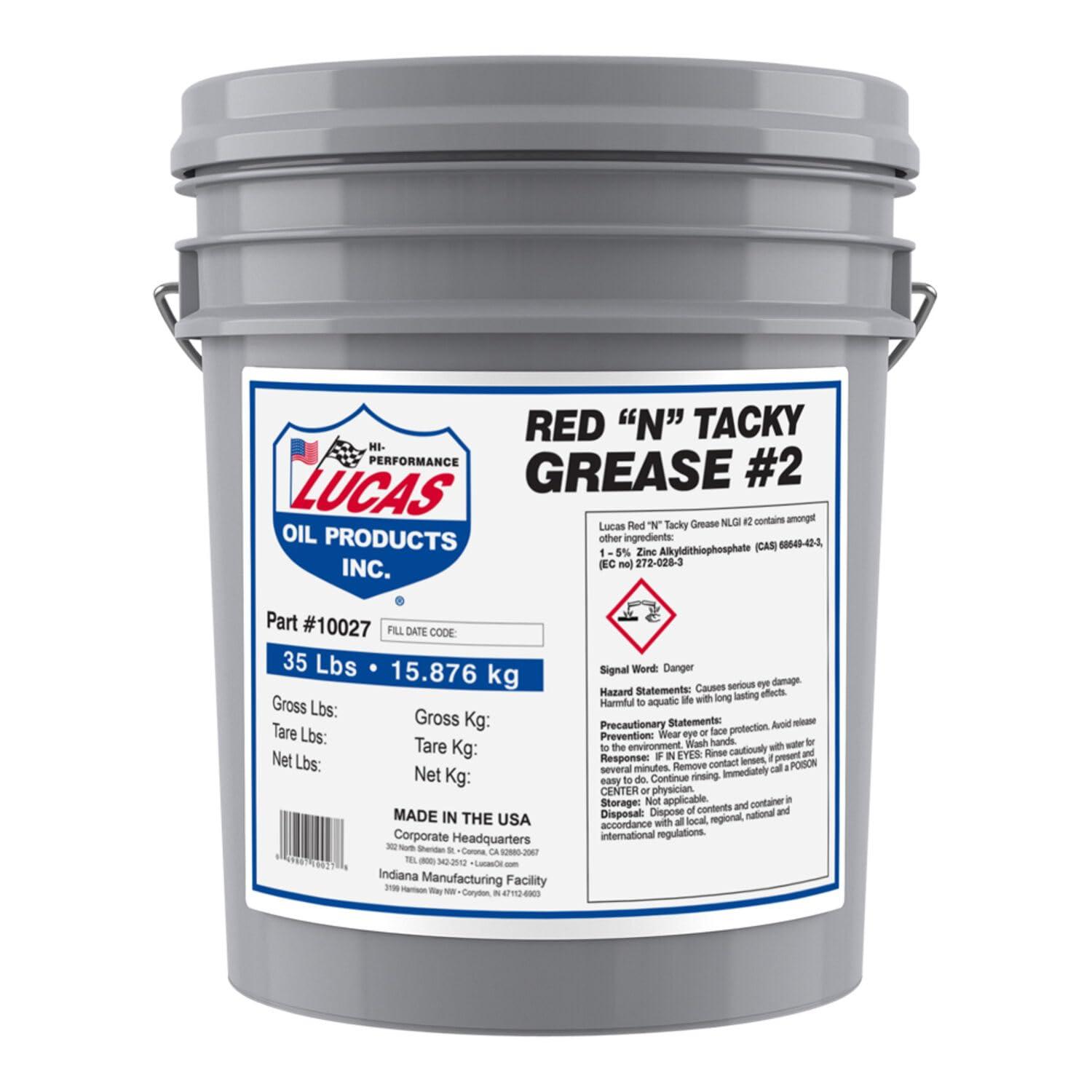 LUCAS OIL 10027 Pk1 Red NFT Tacky Grease 35 Lb - High quality product image showing LUCAS OIL 10027 Pk1 Red NFT Tacky Grease 35 Lb details and features