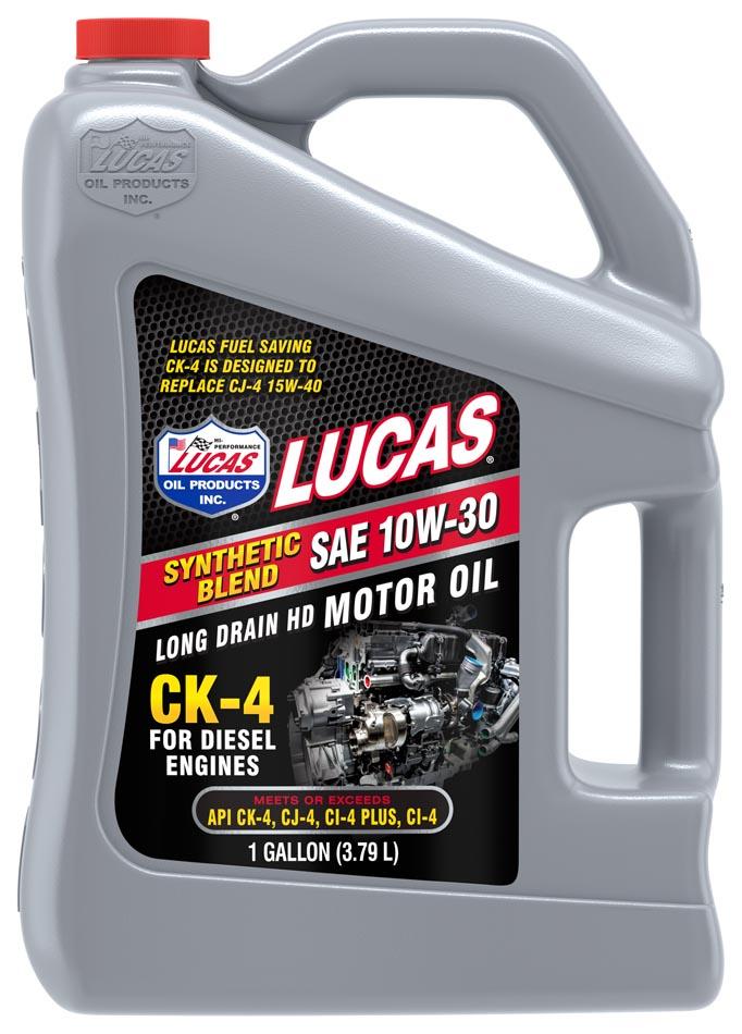 LUCAS OIL 10282 SYN BLEND SAE 10W-30 CK-4 HD MOTOR, SAE 10W30; Synthetic; CK-4; 1 Gallon Jug; Single - High quality product image showing LUCAS OIL 10282 SYN BLEND SAE 10W-30 CK-4 HD MOTOR, SAE 10W30; Synthetic; CK-4; 1 Gallon Jug; Single details and features