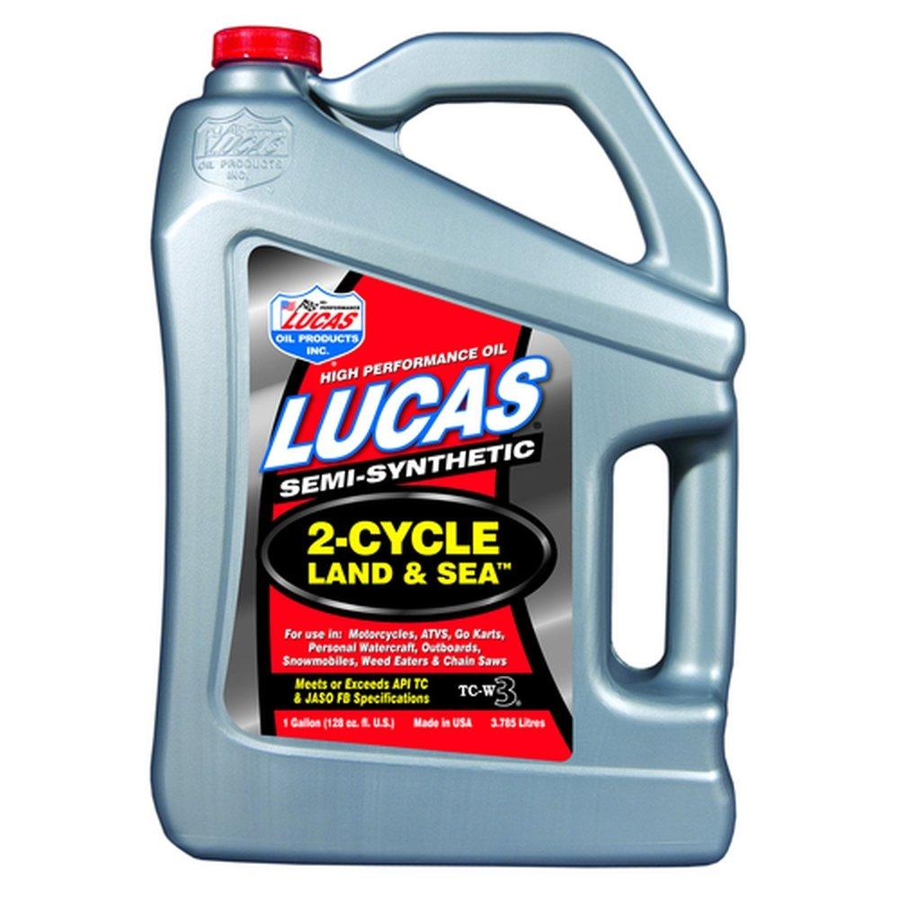 LUCAS OIL 10557 Semi-Synthetic TC-W3 2-Cycle Land & Sea Oil - 1 Gallon - High quality product image showing LUCAS OIL 10557 Semi-Synthetic TC-W3 2-Cycle Land & Sea Oil - 1 Gallon details and features