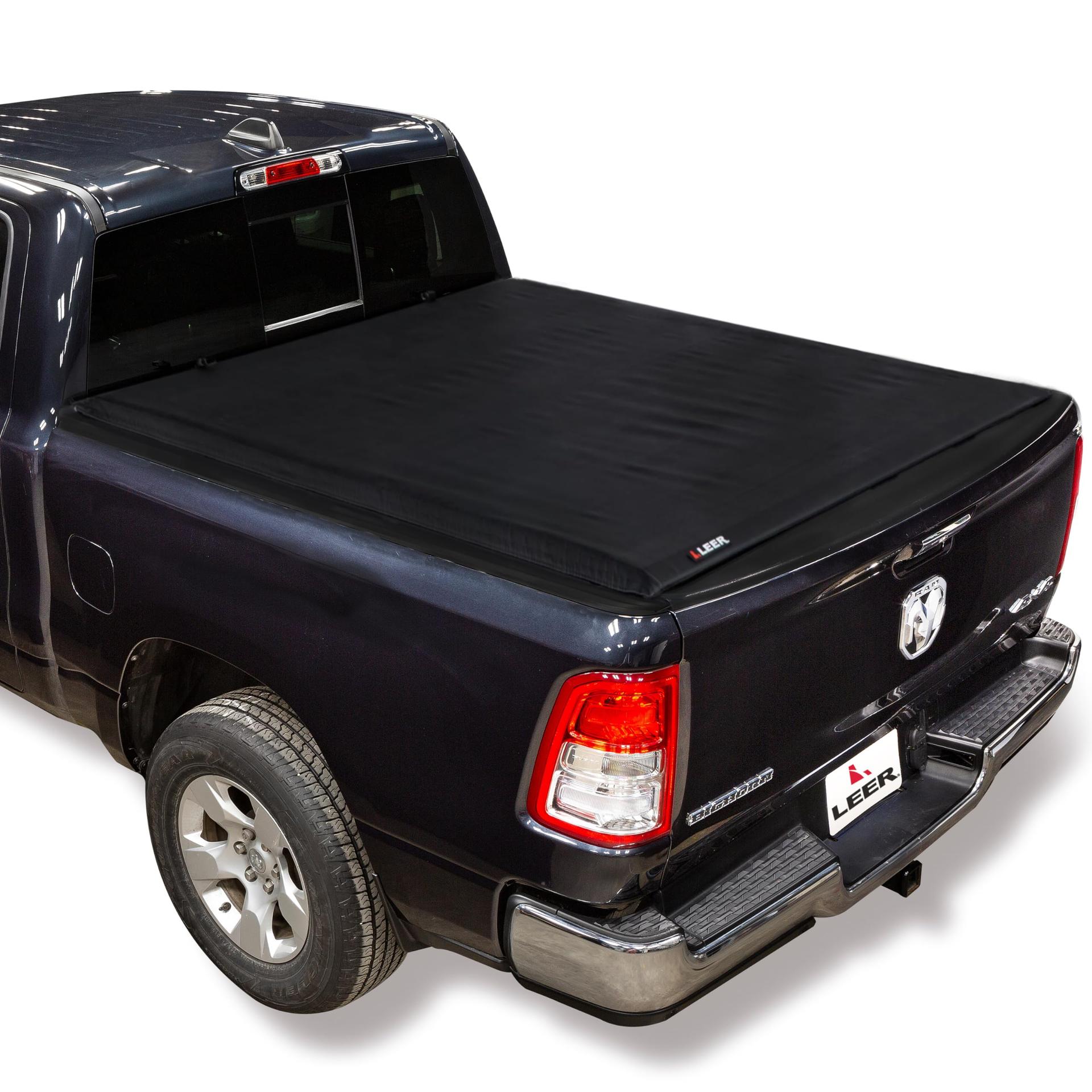 LEER 610298 SR250 Soft Rolling Truck Bed Tonneau Cover, Fits Dodge Ram 1500 without 60/40 Tailgate, Years 2019-2024, 57 INCH Truck Bed, Black - High quality product image showing LEER 610298 SR250 Soft Rolling Truck Bed Tonneau Cover, Fits Dodge Ram 1500 without 60/40 Tailgate, Years 2019-2024, 57 INCH Truck Bed, Black details and features