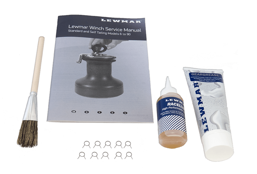 LEWMAR 19701500 Winch Maintenance Kit for Basic Winch Maintenance for Your Sailboat, for Winch Sizes 6 INCH- 48 INCH, Includes 10 Pawl Springs, Gear Grease (100 g), Race lube (55 ml), Lubrication Brush