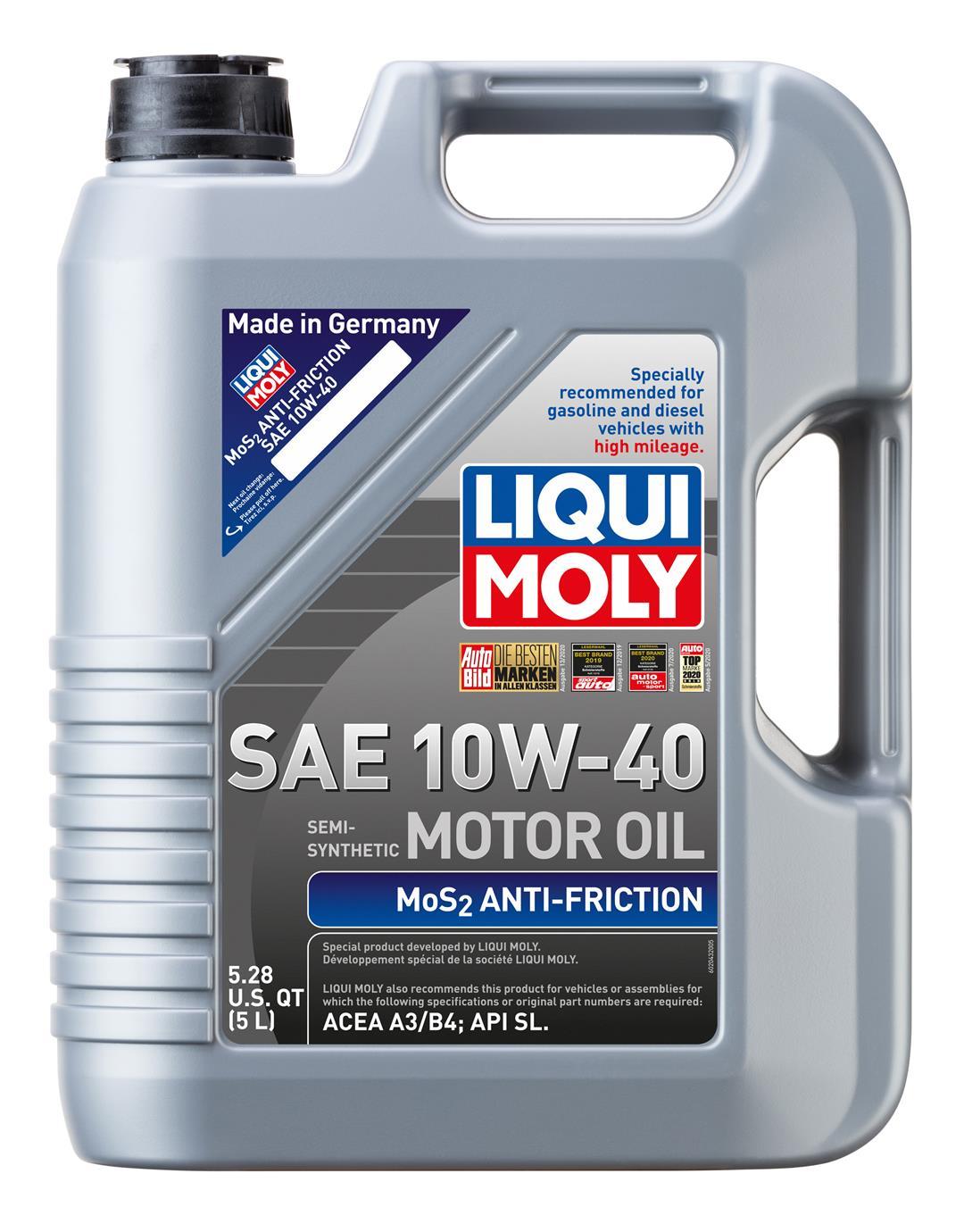 LIQUI MOLY 2043 MoS2 Anti-Friction 10W-40 Motor Oil - 5 Liter - The Twister Group Tools product