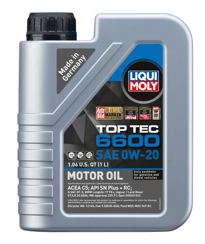 LIQUI MOLY 22044 Top Tec 6600 SAE 0W-20 Synthetic Motor Oil, 1 Liter - High quality product image showing LIQUI MOLY 22044 Top Tec 6600 SAE 0W-20 Synthetic Motor Oil, 1 Liter details and features