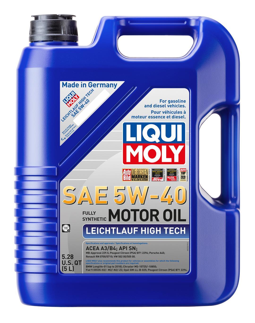 LIQUI MOLY 2332 Leichtlauf High Tech 5W-40 Engine Oil - 5 Liter - The Twister Group Tools product